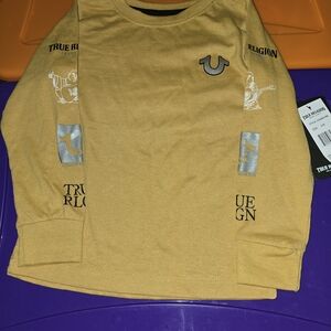 Kids Tan Long Sleeve Shirt And Jeans! True Religion